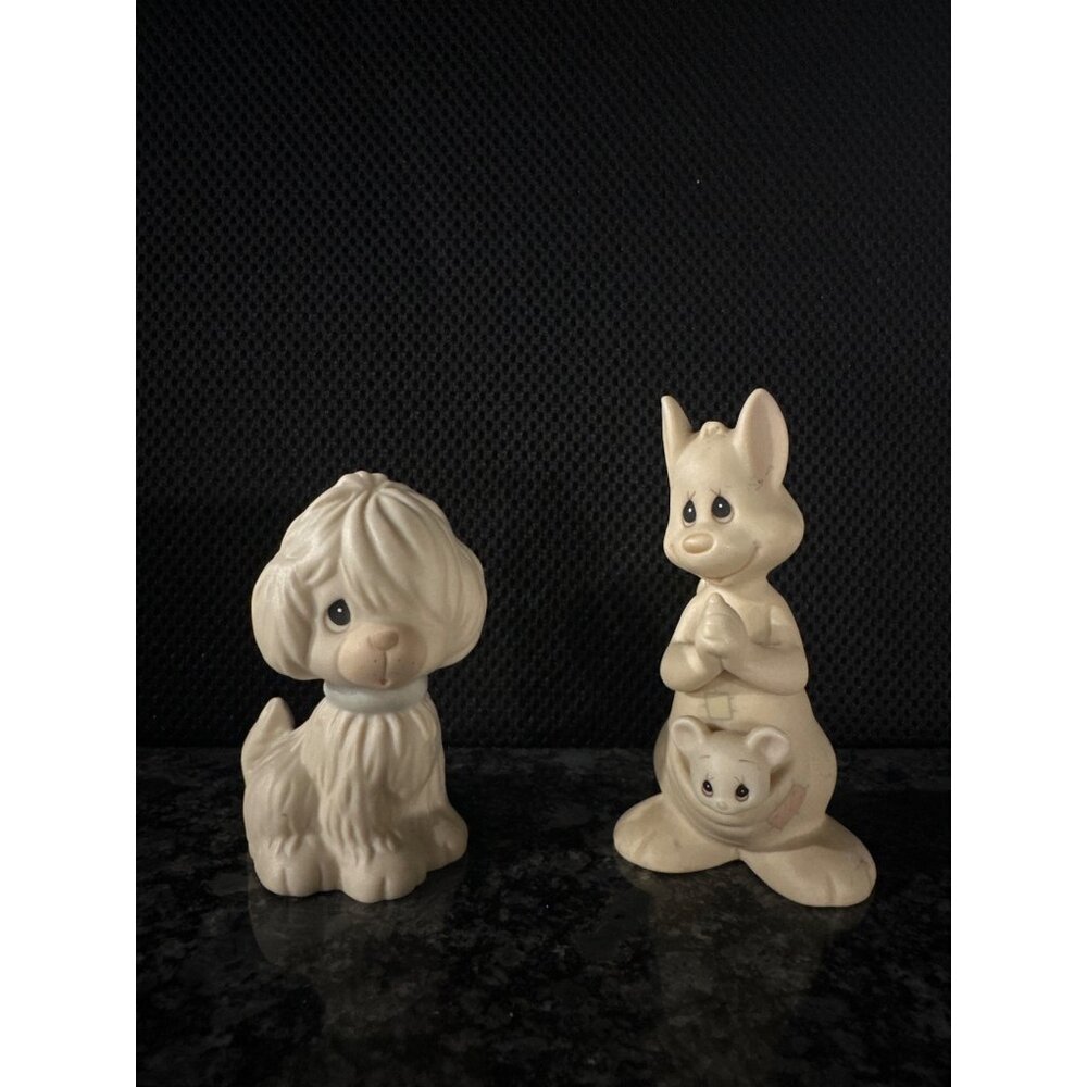 Vintage Enesco and Precious Moment Figurines Puppy and Rabbit Limited